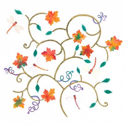 Dragonflies and Autumn Leaves