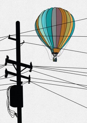 Telegraph Wires And Balooon
