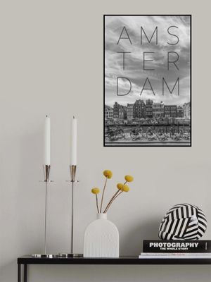 AMSTERDAM Singel Canal with Flower Market | Text &amp; Skyline