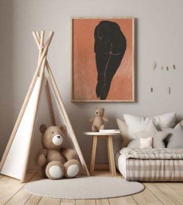 Bathing nude in black