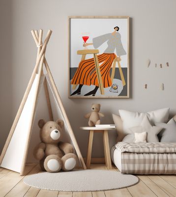 Just one glass.  Lady drinking wine