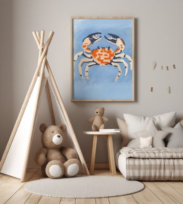 Crab on Blue Canvas
