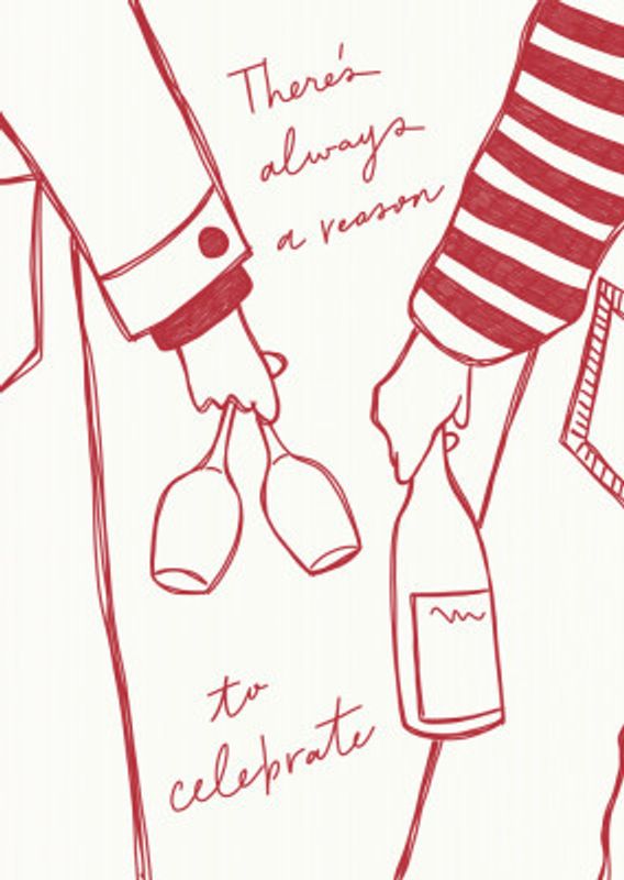 Woman holding wine bottle and wine glass (Red) - Wine Vin Rouge Femme