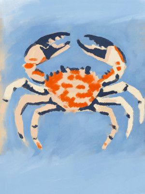 Crab on Blue Canvas