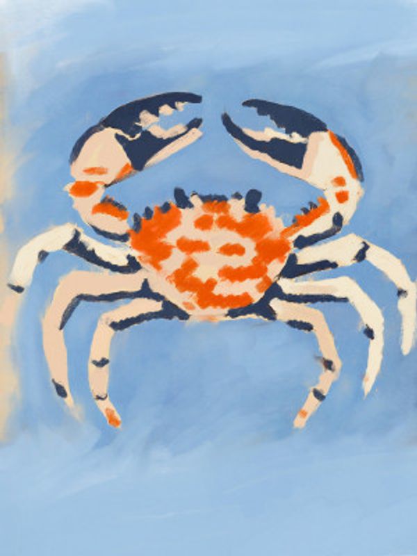 Crab on Blue Canvas