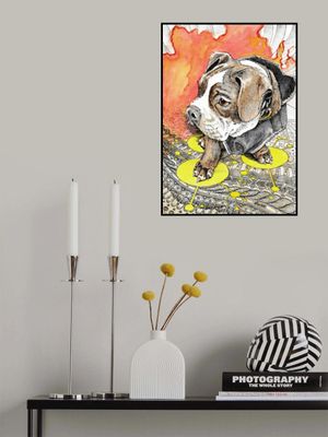 Laki. Dog Watercolor Doodle Painting.