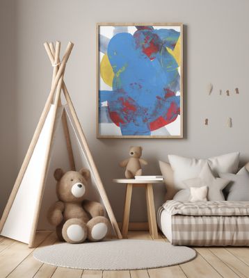 Abstract Blue Red Yellow Shapes 2