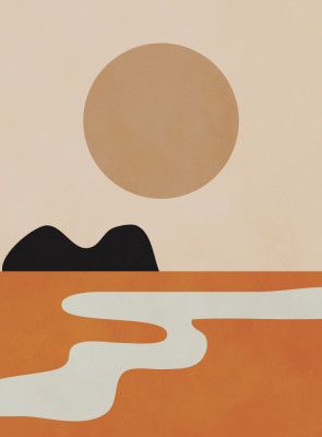 Serene Landscape With Minimalist Shapes