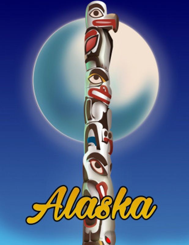 Alaska Totem Pole Travel Poster