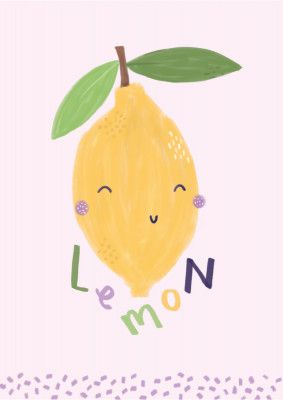 Cute Fruit - Lemon lettering- Simple Boho Kids &amp; baby nursery