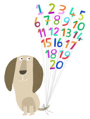 Dog with Numbers 1 to 20 by Artist Carla Daly