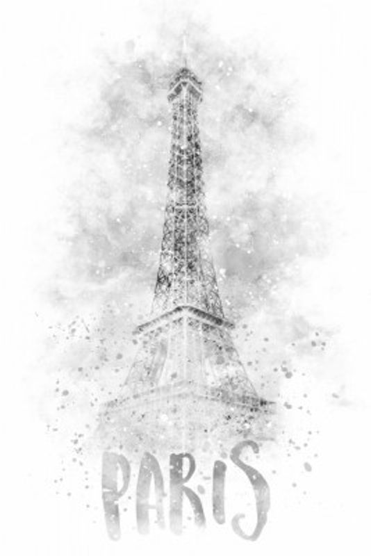 Monochrome Art PARIS Eiffel Tower | watercolor