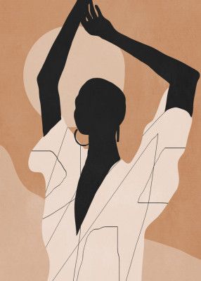 Minimal Abstract Art Sunset Girl