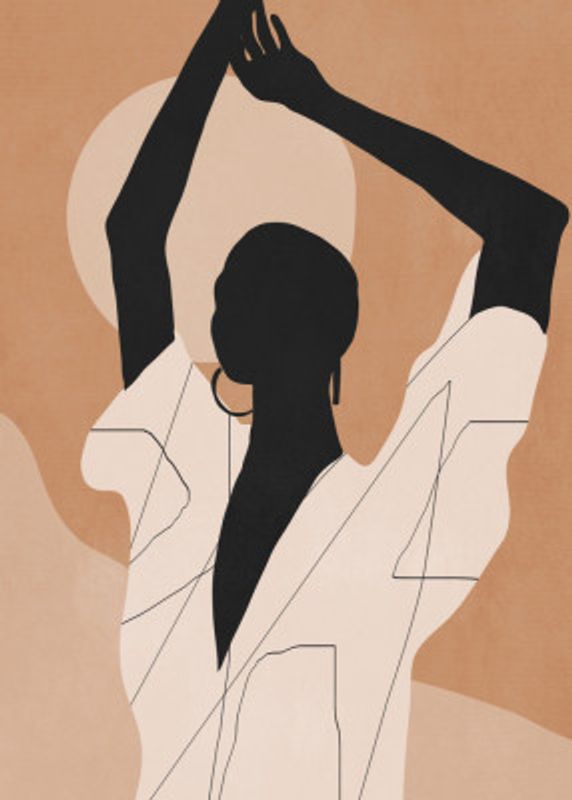 Minimal Abstract Art Sunset Girl
