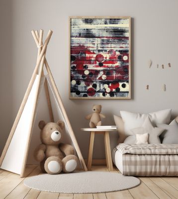 Bold Red Black and White Circular Designs