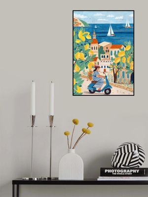 Travel poster woman on the Amalfi coast, Italy