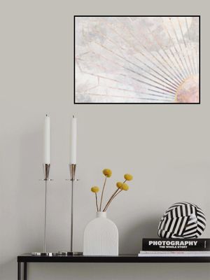 Gold geometric sun rays mural concrete