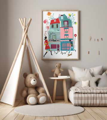 Whimsical Parisian Street Scene