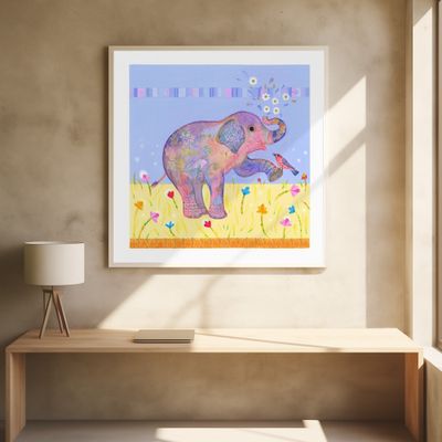 Baby Elephant and Bird