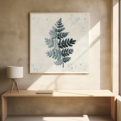 Teal watercolor fern 2
