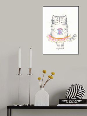 Charming Cat In A Tutu Holding A Gift