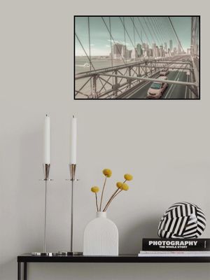 Brooklyn Bridge View with traffic | urban vintage style