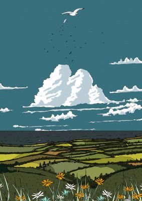 Rolling Landscape and the Sea