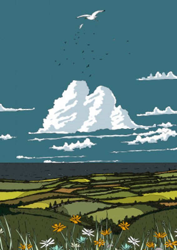 Rolling Landscape and the Sea