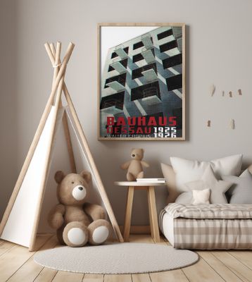 Bauhaus Dessau architecture in vintage magazine style VII