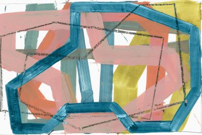 Blue &amp; Pink Abstract Lines Art Print