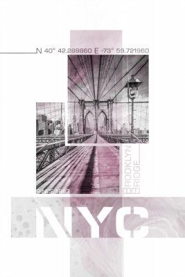 Poster Art NYC Brooklyn Bridge | pink marble