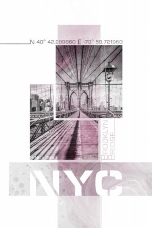 Poster Art NYC Brooklyn Bridge | pink marble