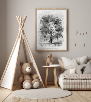 Vintage Palm Tree Drawing Xi