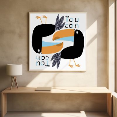 Two Toucans Graphic Design with Text by Carla Daly