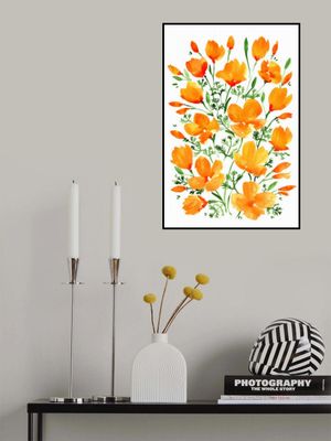 Watercolor California poppies