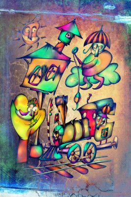 The umbrella man catches the locomotive