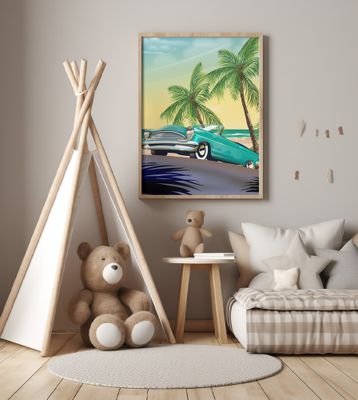 Vintage Car at the Beach