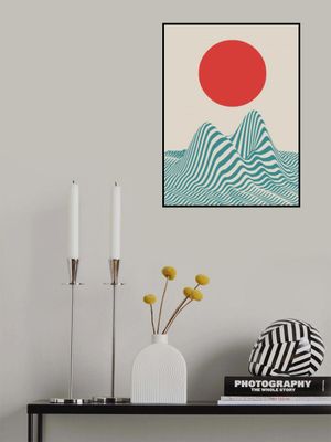 Teal And White Striped Mountains