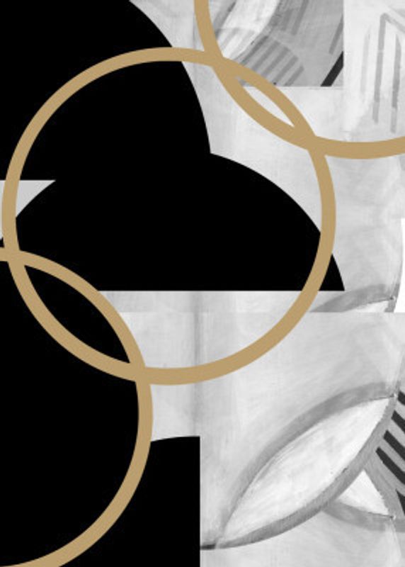 Black and White Stripes Gold Spheres No3