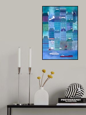 Paris France in Blue Green and Purple