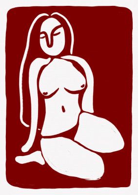 Stylized Nude Figure in a Seated Pose