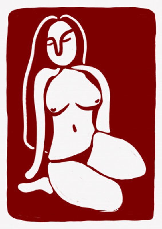 Stylized Nude Figure in a Seated Pose