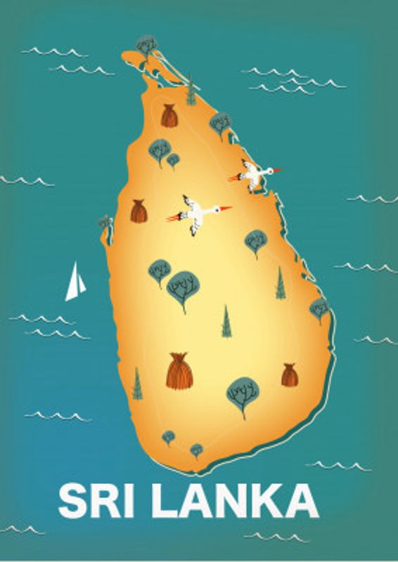 Sri Lanka Vintage Map