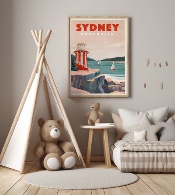 Sydney Australia Lighthouse Nautical Travel Art