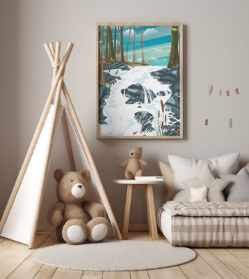 Forest Landscape With A Flowing Stream