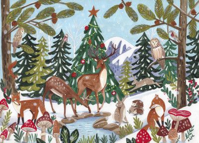 Animal Winter Scene Christmas