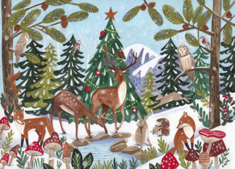 Animal Winter Scene Christmas