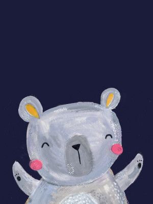 Cute Woodland Bear On Navy - Kids &amp; Baby nursery