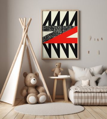 Bold Black Triangles and a Dynamic Red Shape