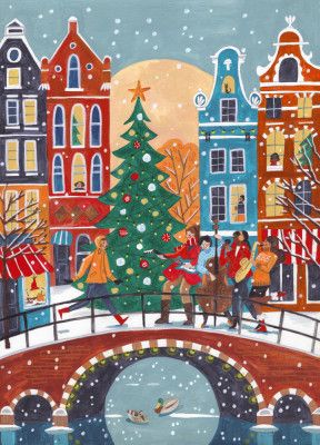 Snowfall in Amsterdam Christmas